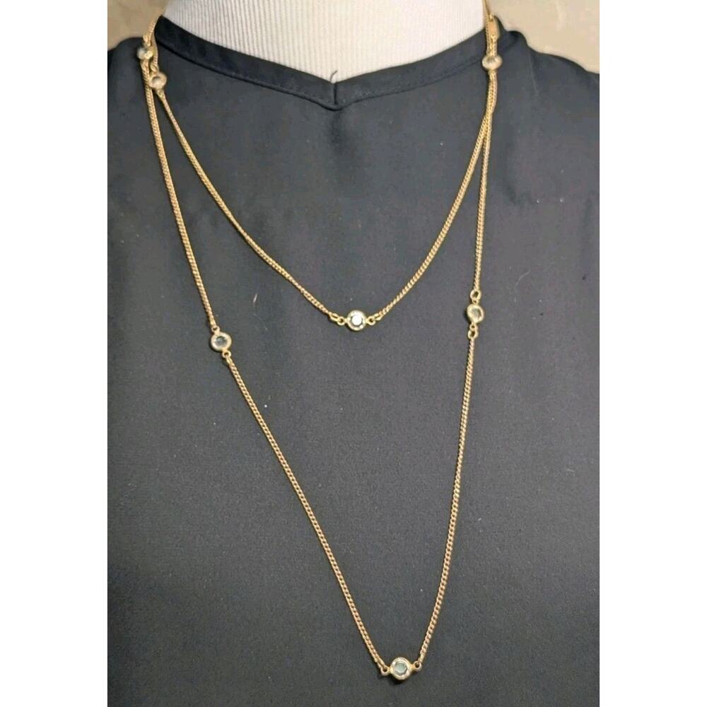 Vintage Sarah Coventry Gold Tone Necklace Clear Stone Versatile